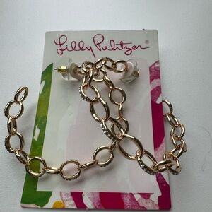 Lilly Pulitzer Island Link Gold Chain Hoop Earrings